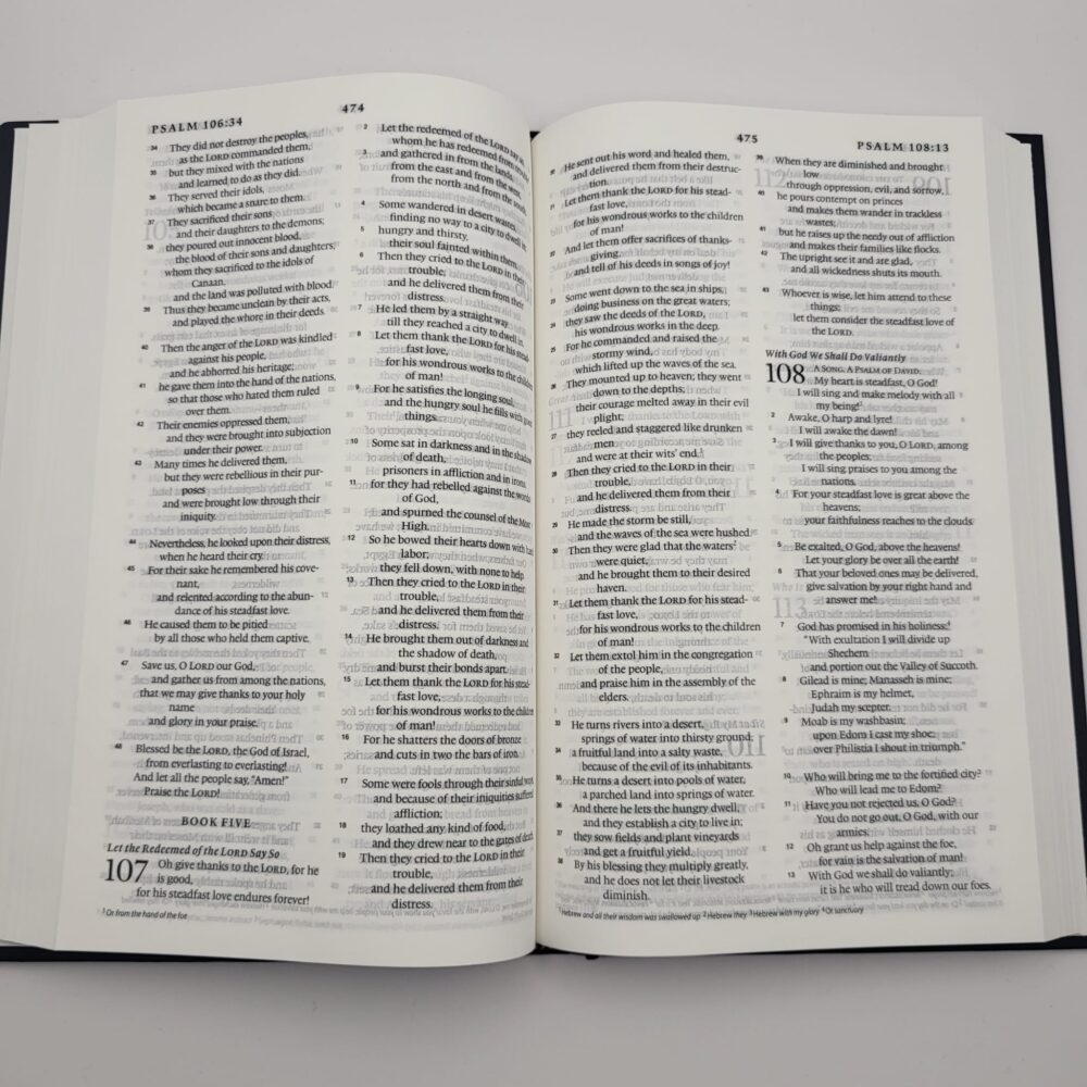 open the pages of esv hardback holy bible for sale