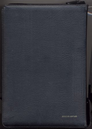 back cover of a navy blue russian bible for sale with a zipper